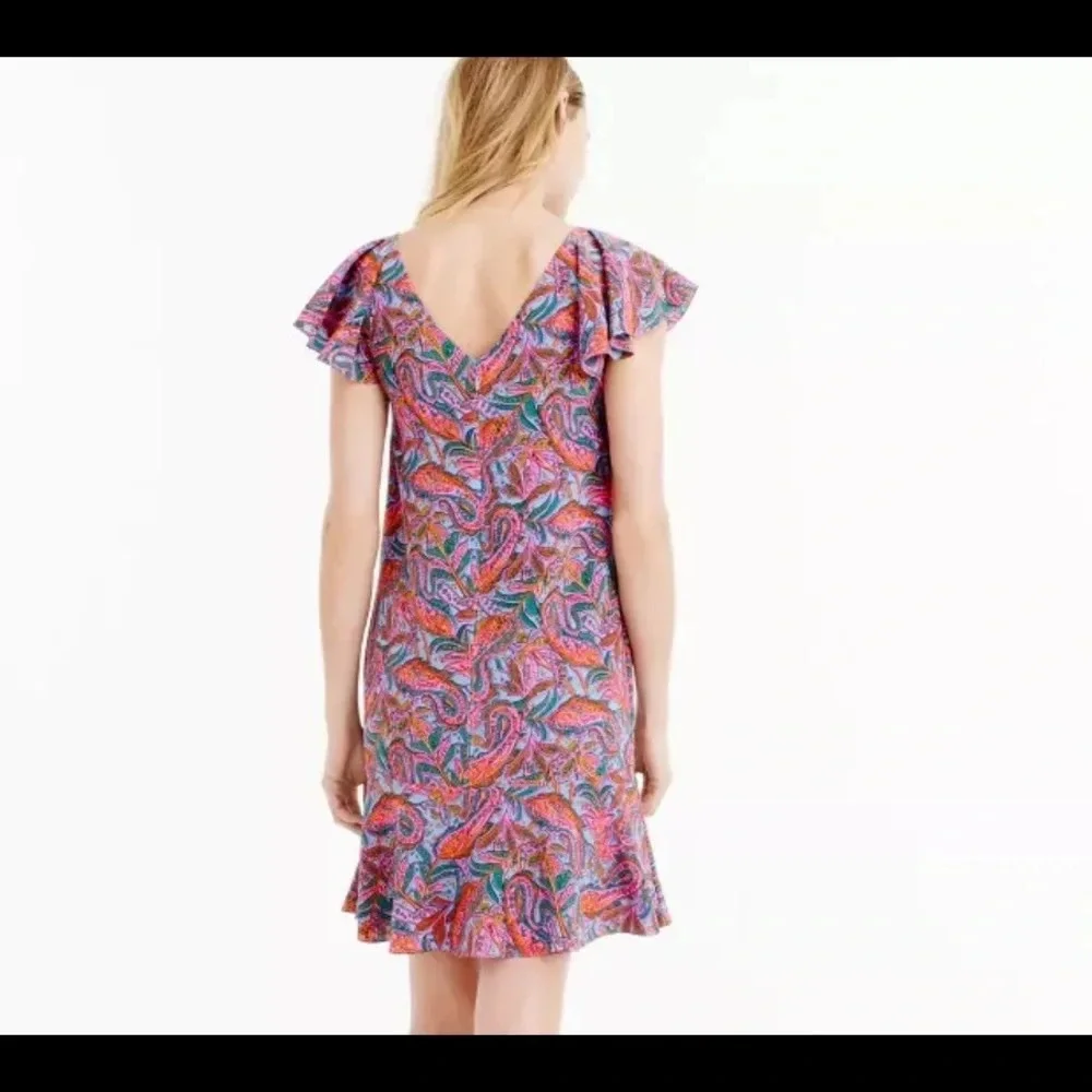 NWT J. Crew Ruffled Dress in‎ Vibrant Paisley Pink